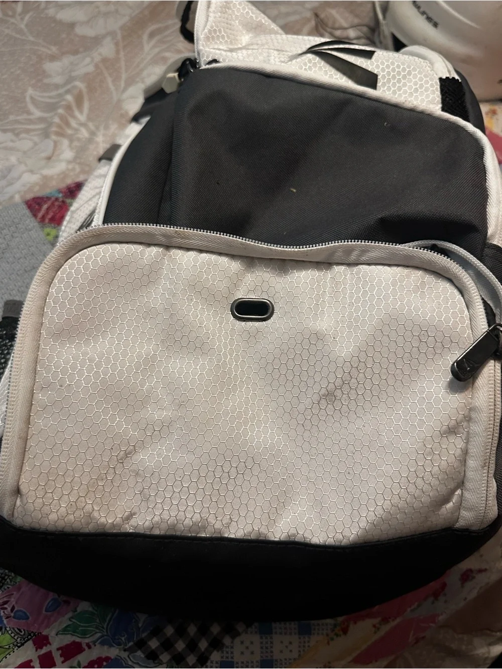 Easton White and Gray Sports Backpack